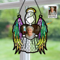 My Love Is With The Angel - Personalized Window Hanging Suncatcher Photo Ornament