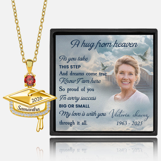 My Love With You - Personalized Photo Graduation Cap Pendant Necklace With Birthstone