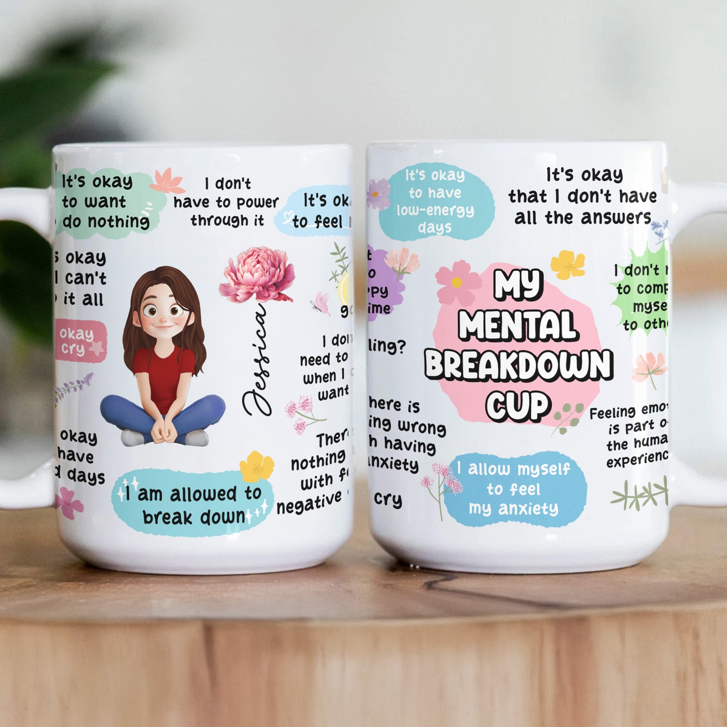 My Mental Breakdown Cup Cartoon With Birth Flower - Personalized Mug
