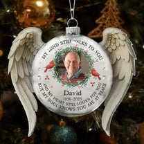 My Mind Still Talks To You Christmas Ornament - Personalized Memorial Glass Photo Ornament