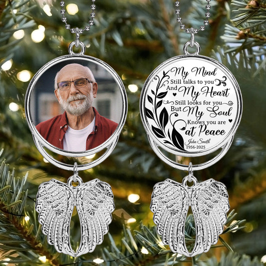 My Mind Still Talks To You - Custom Angel Wings Photo Ornament
