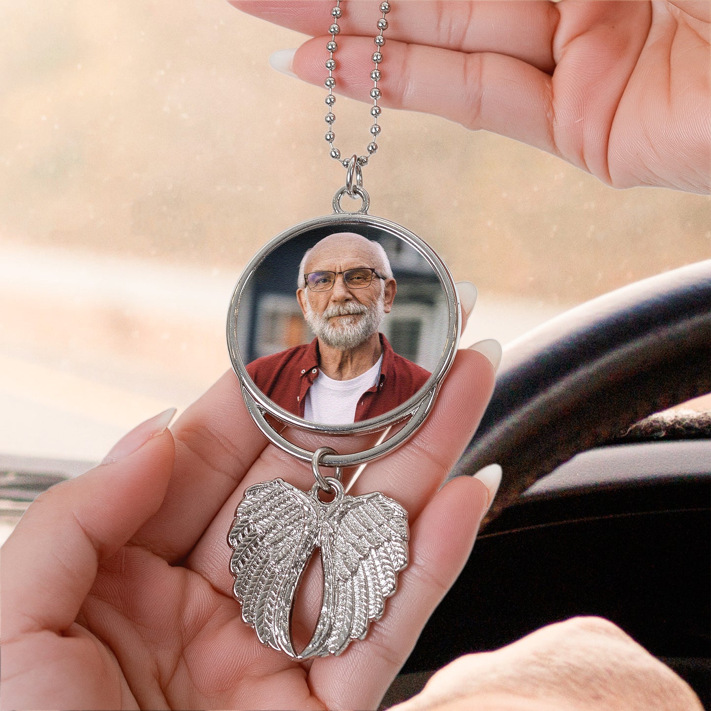 My Mind Still Talks To You - Custom Angel Wings Photo Ornament