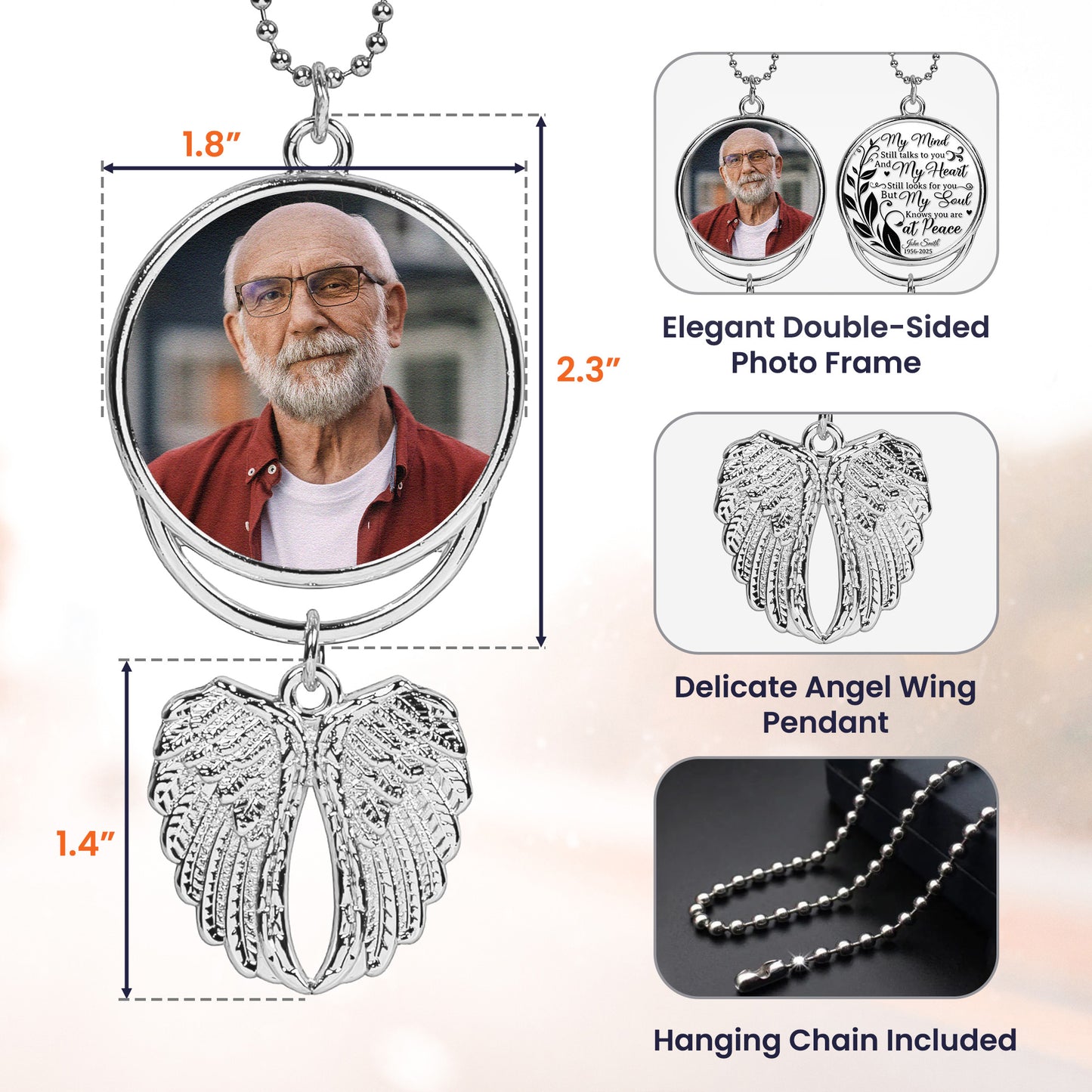 My Mind Still Talks To You - Custom Angel Wings Photo Ornament