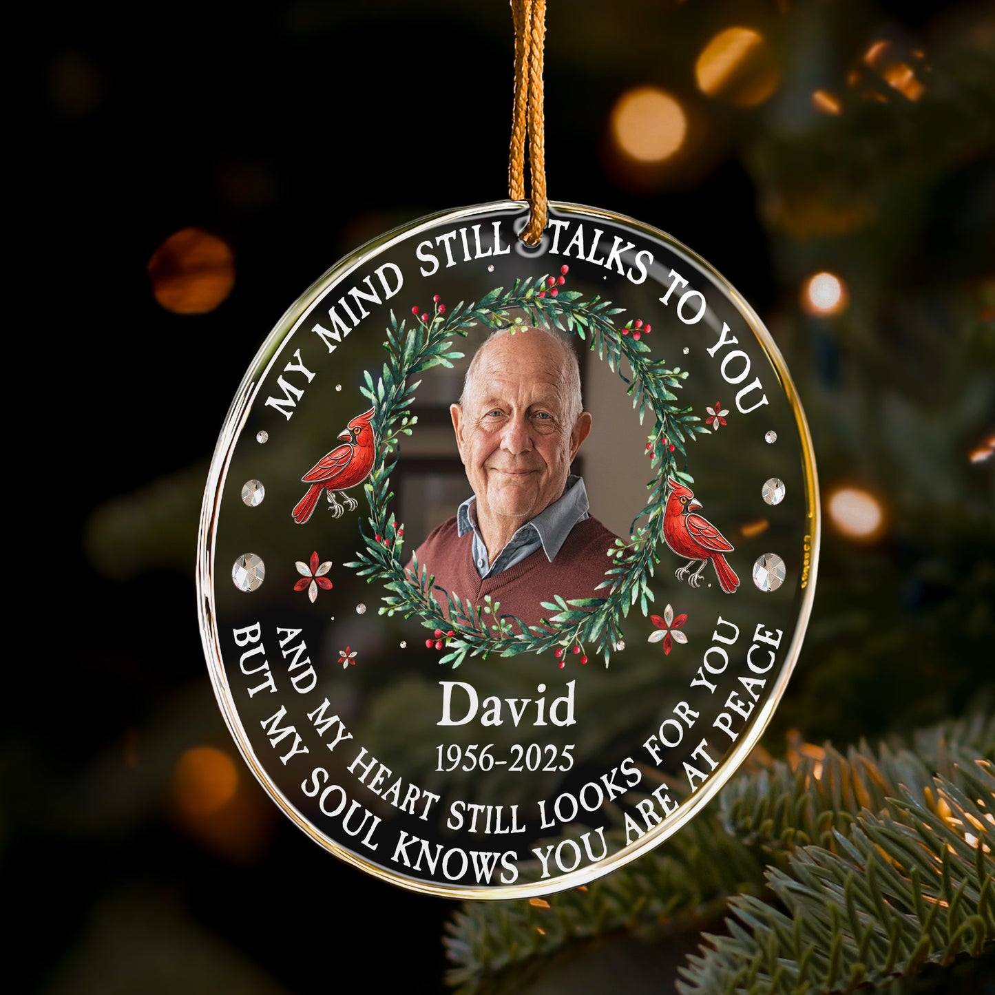 My Mind Still Talks To You Memorial Ornament - Personalized Acrylic Photo Ornament