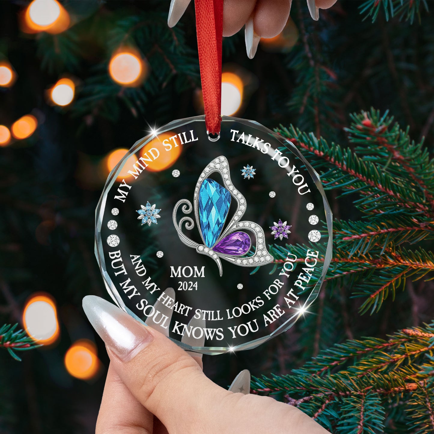 My Mind Still Talks To You - Personalized Glass Ornament
