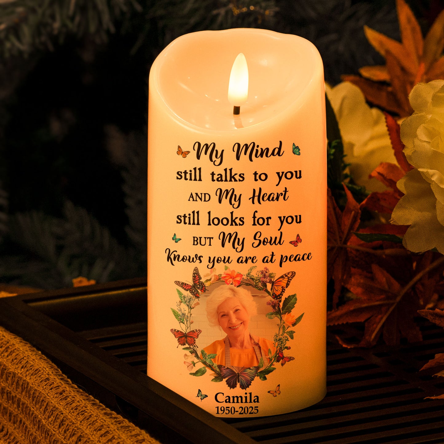 My Mind Still Talks To You - Personalized Photo LED Candle
