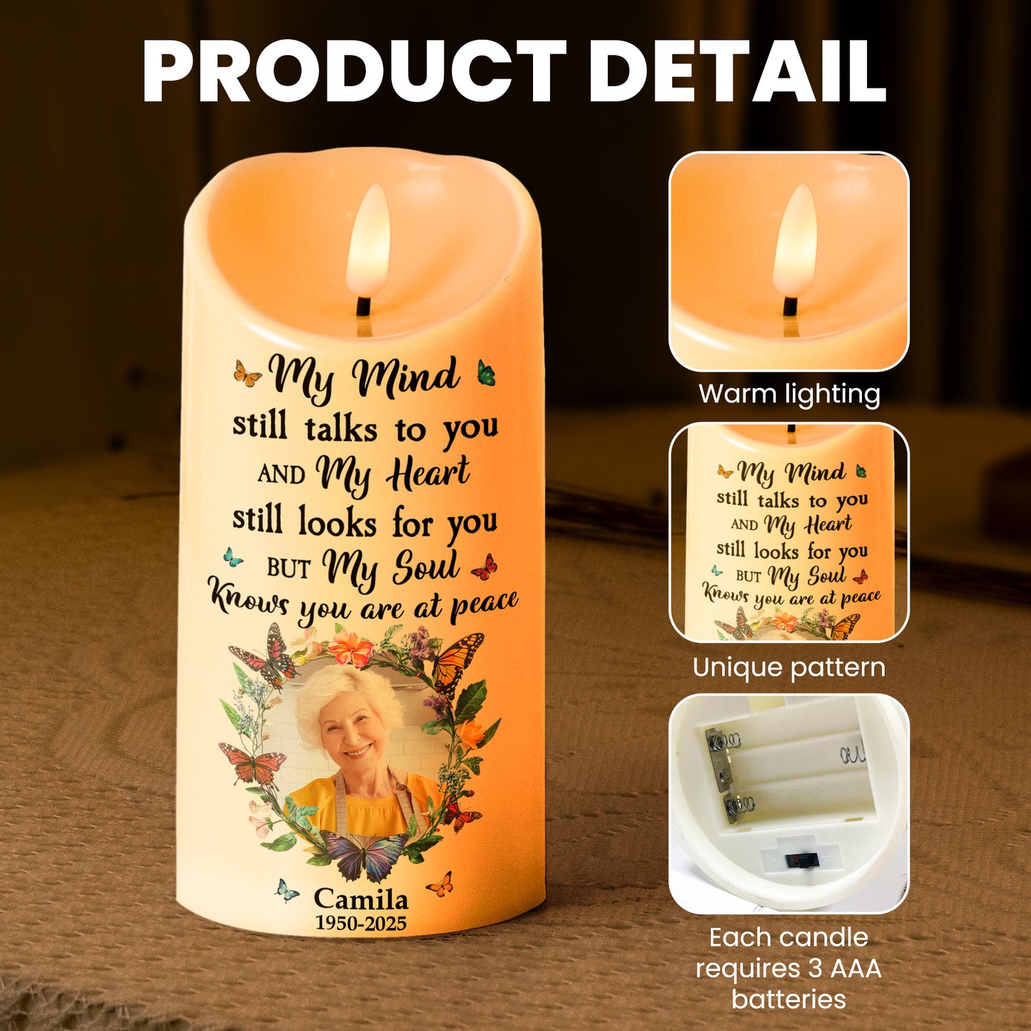 My Mind Still Talks To You - Personalized Photo LED Candle