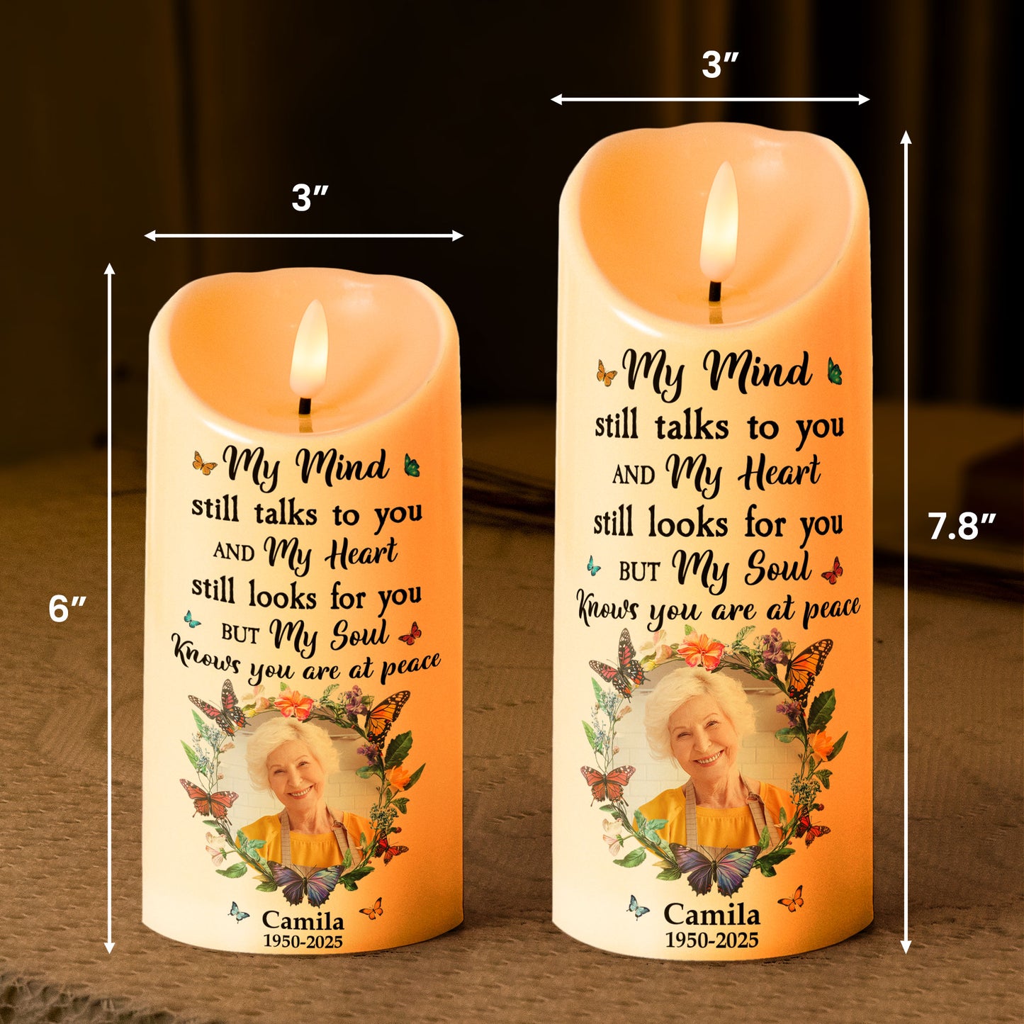 My Mind Still Talks To You - Personalized Photo LED Candle
