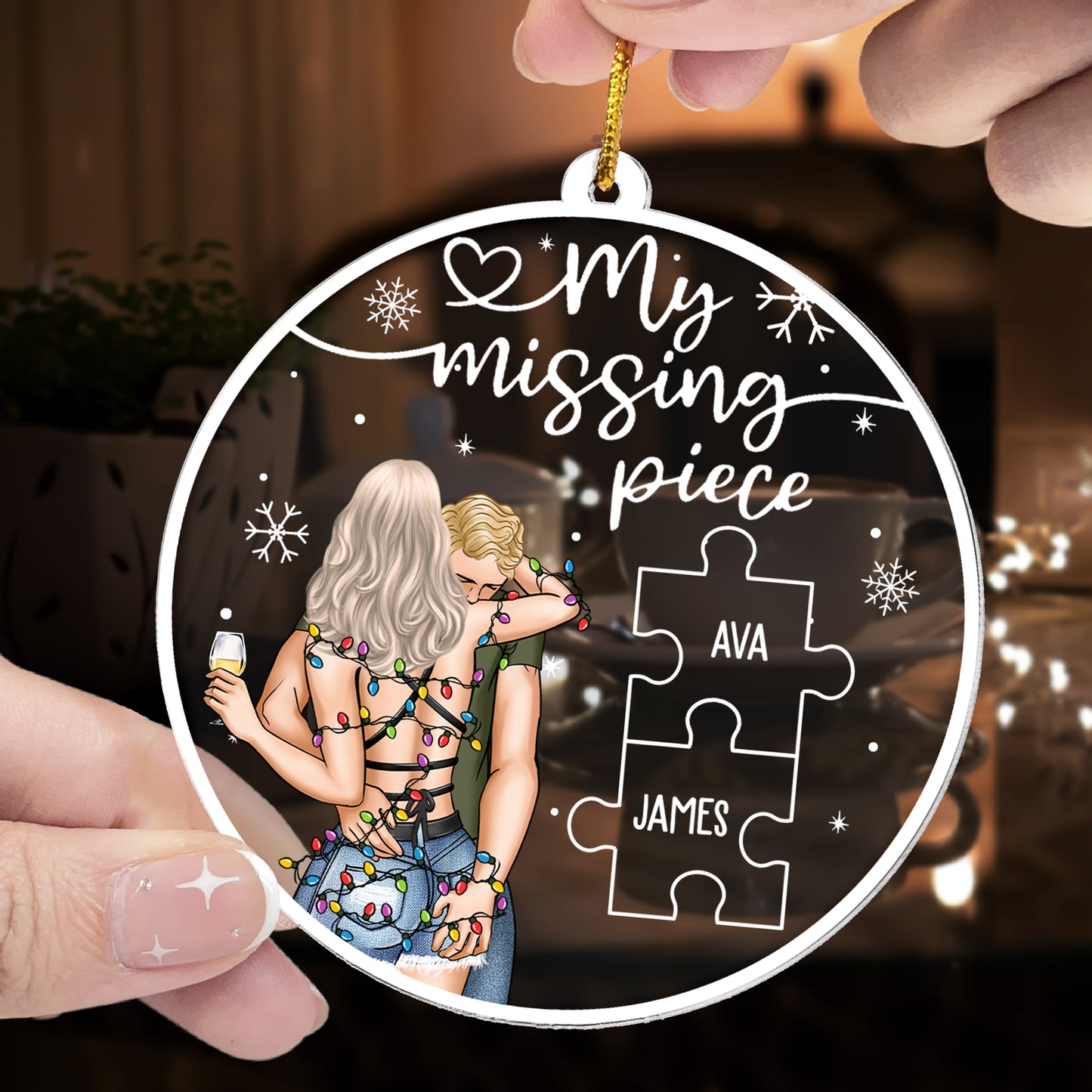 My Missing Piece Christmas Lights - Personalized Acrylic Ornament