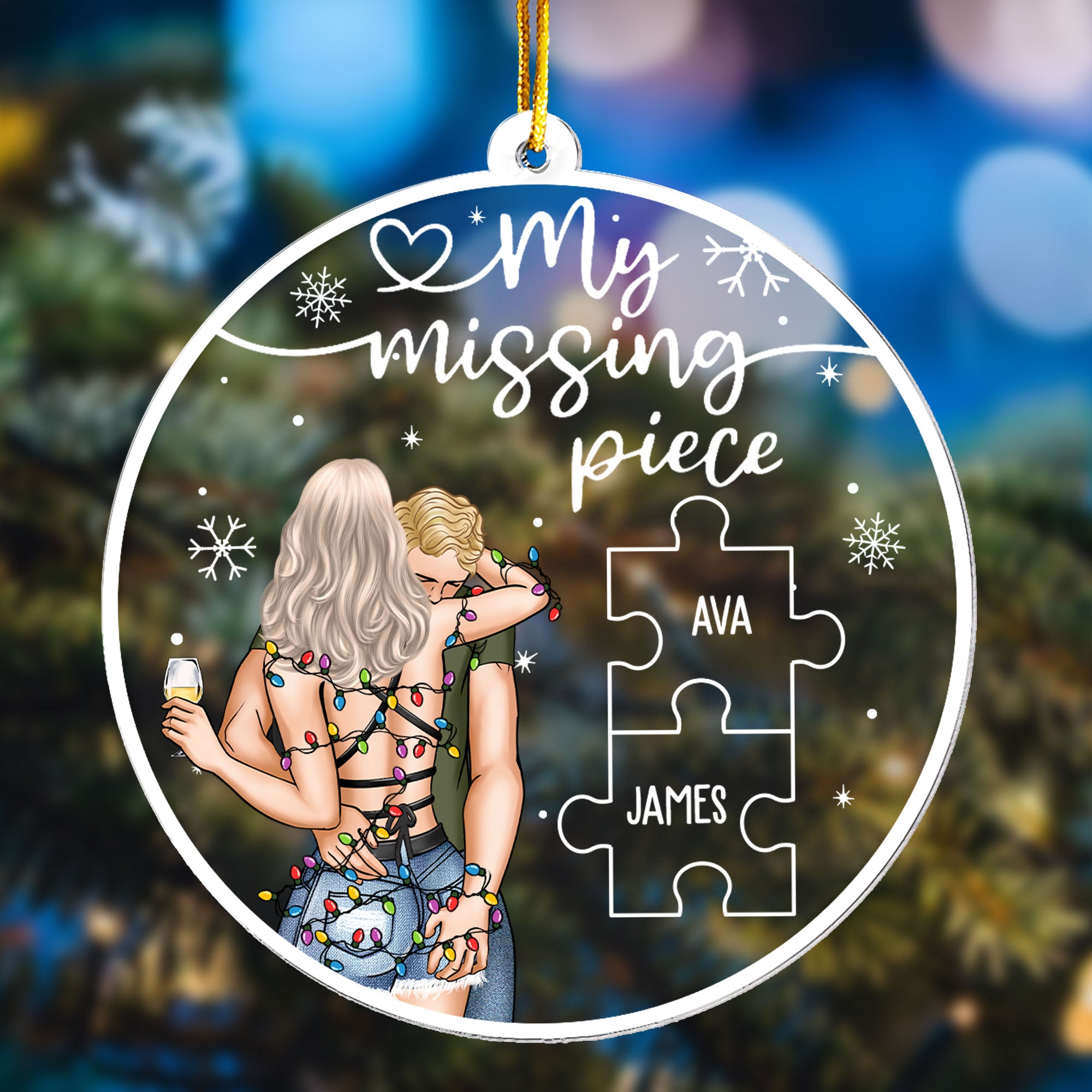 My Missing Piece Christmas Lights - Personalized Acrylic Ornament