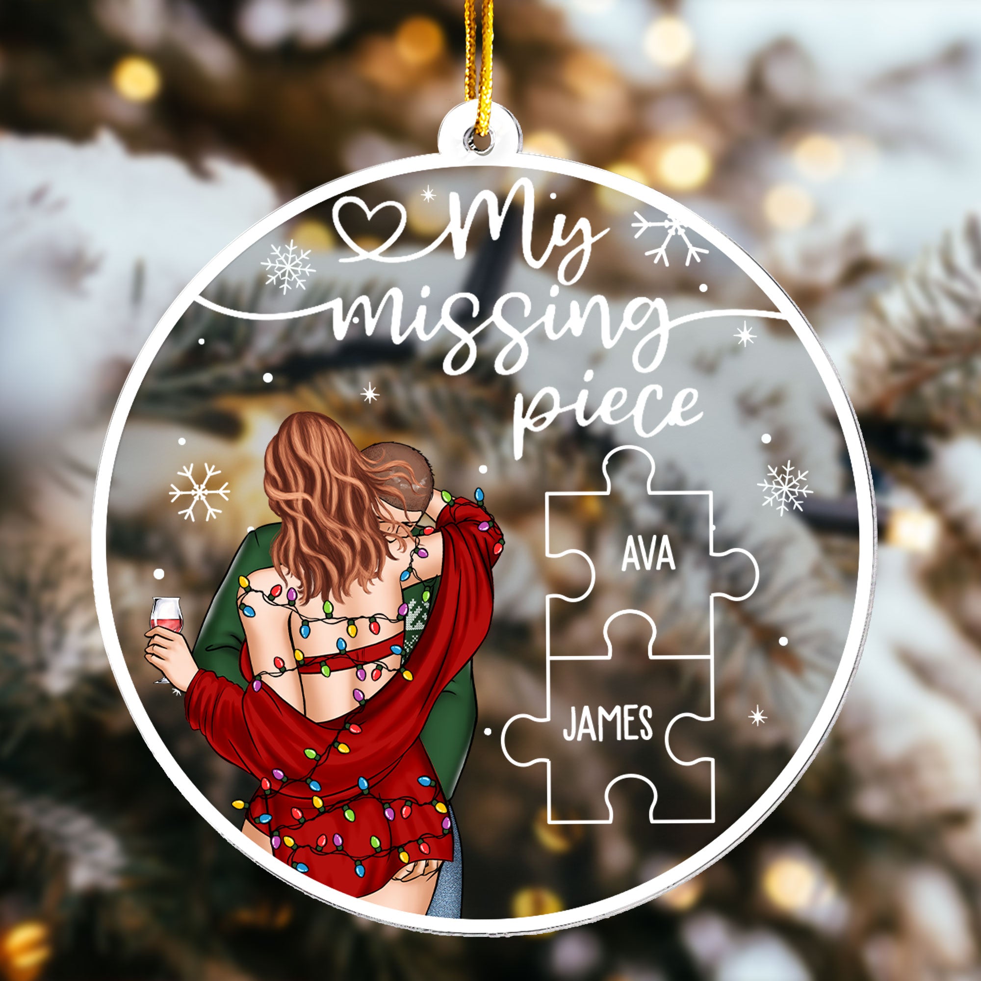 My Missing Piece Christmas Lights - Personalized Acrylic Ornament