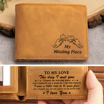 My Missing Piece Couple Hands- Personalized Leather Wallet
