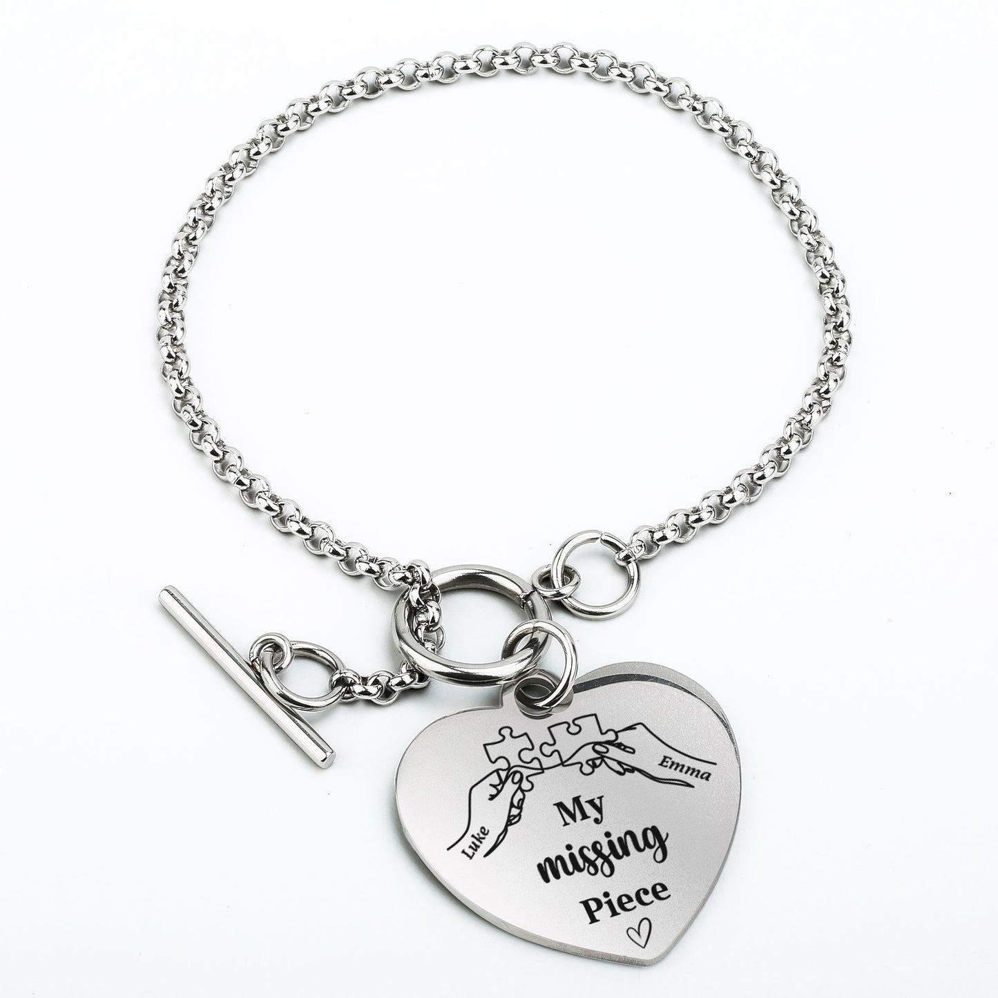 My Missing Piece Gift For Women - Personalized Heart Bracelet