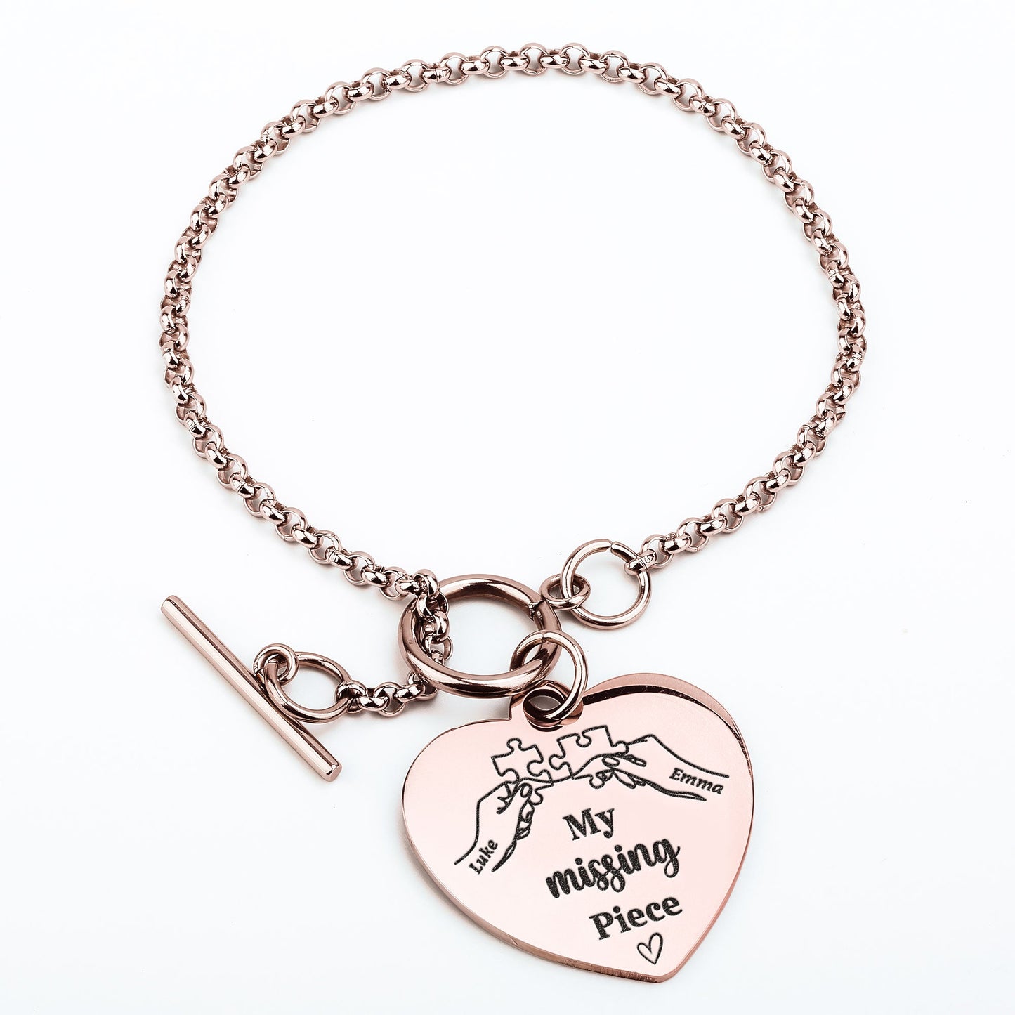 My Missing Piece Gift For Women - Personalized Heart Bracelet