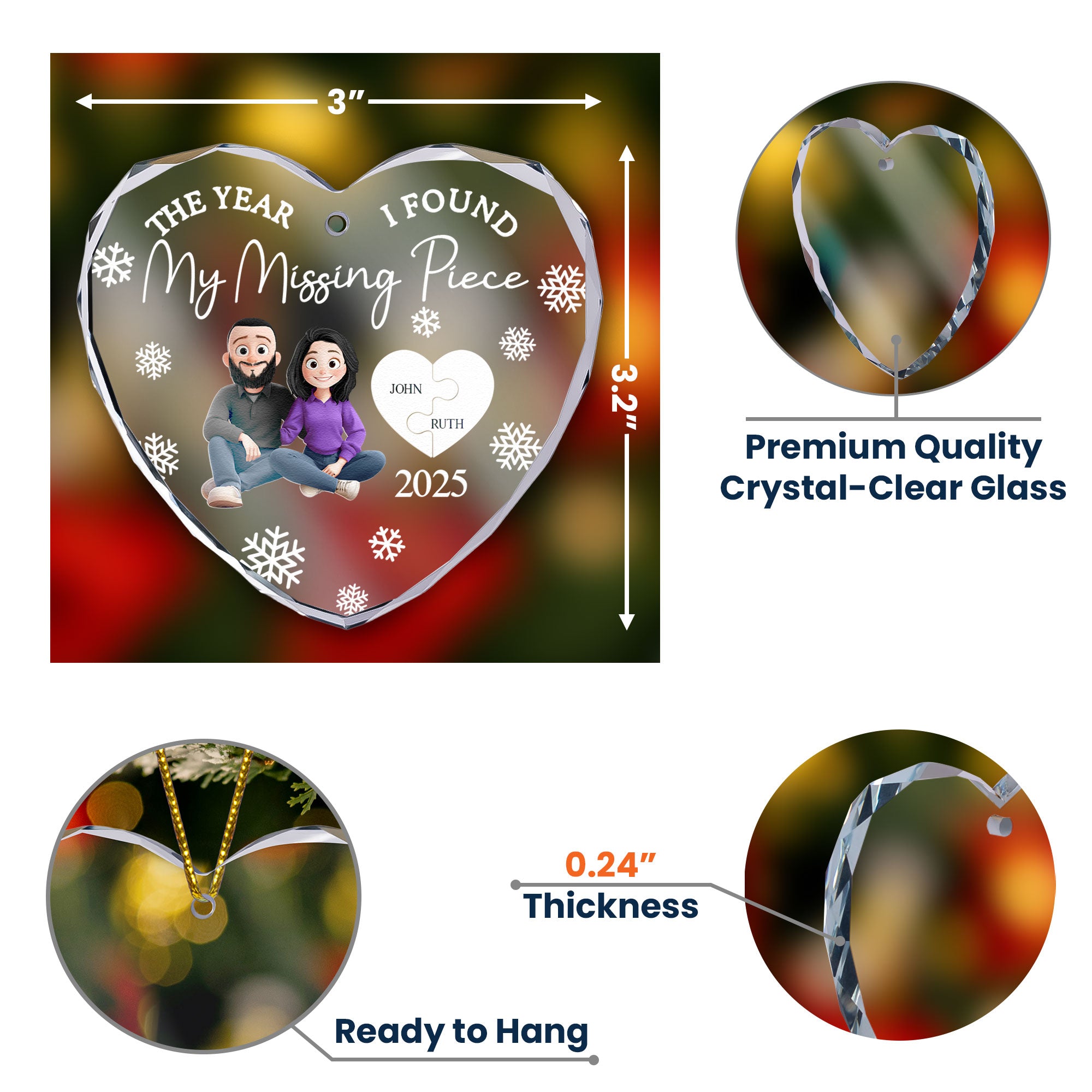 My Missing Piece - Personalized Glass Ornament