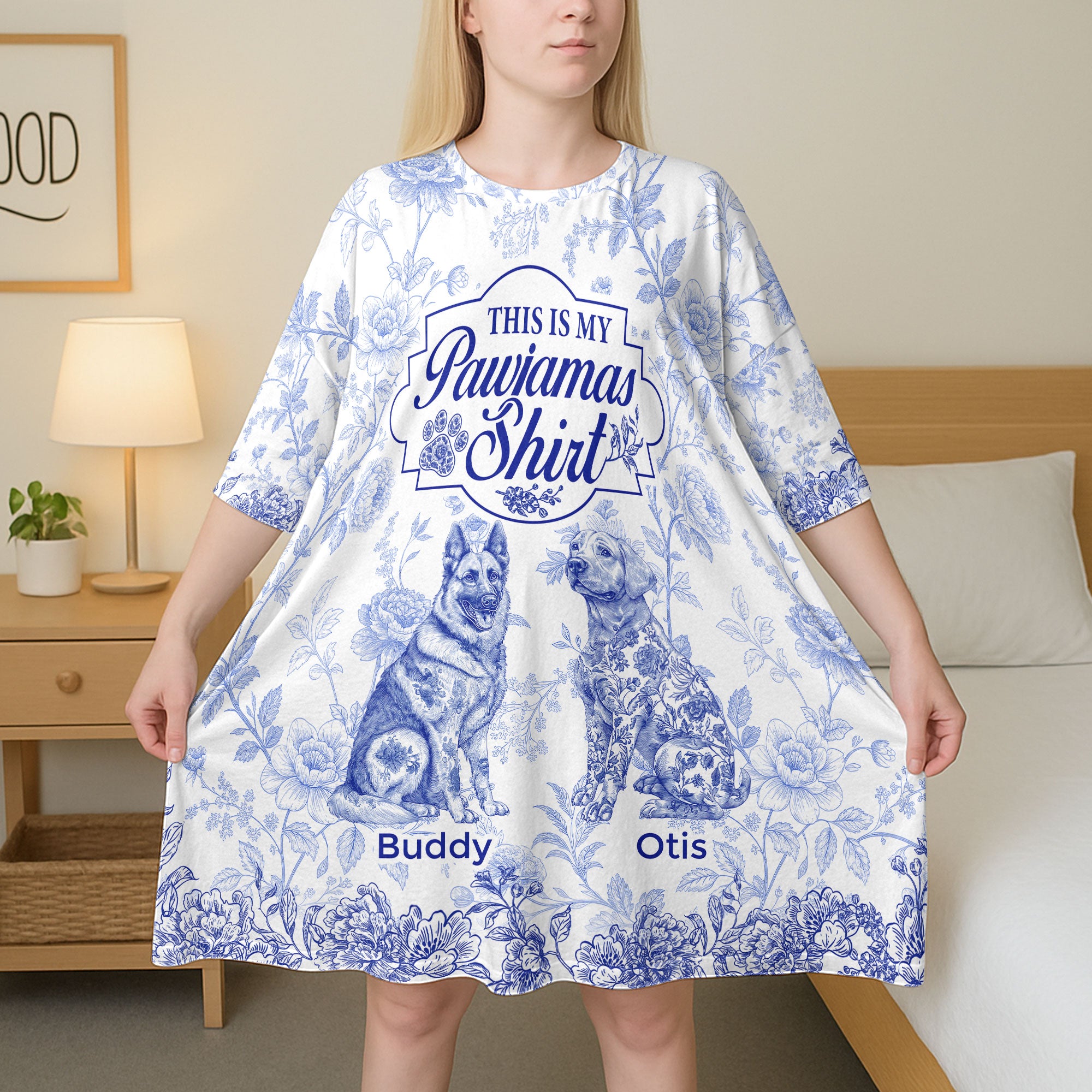 My Pawjamas Shirt Dog Custom Breeds Toile De Jouy Style - Personalized Sleep Tee