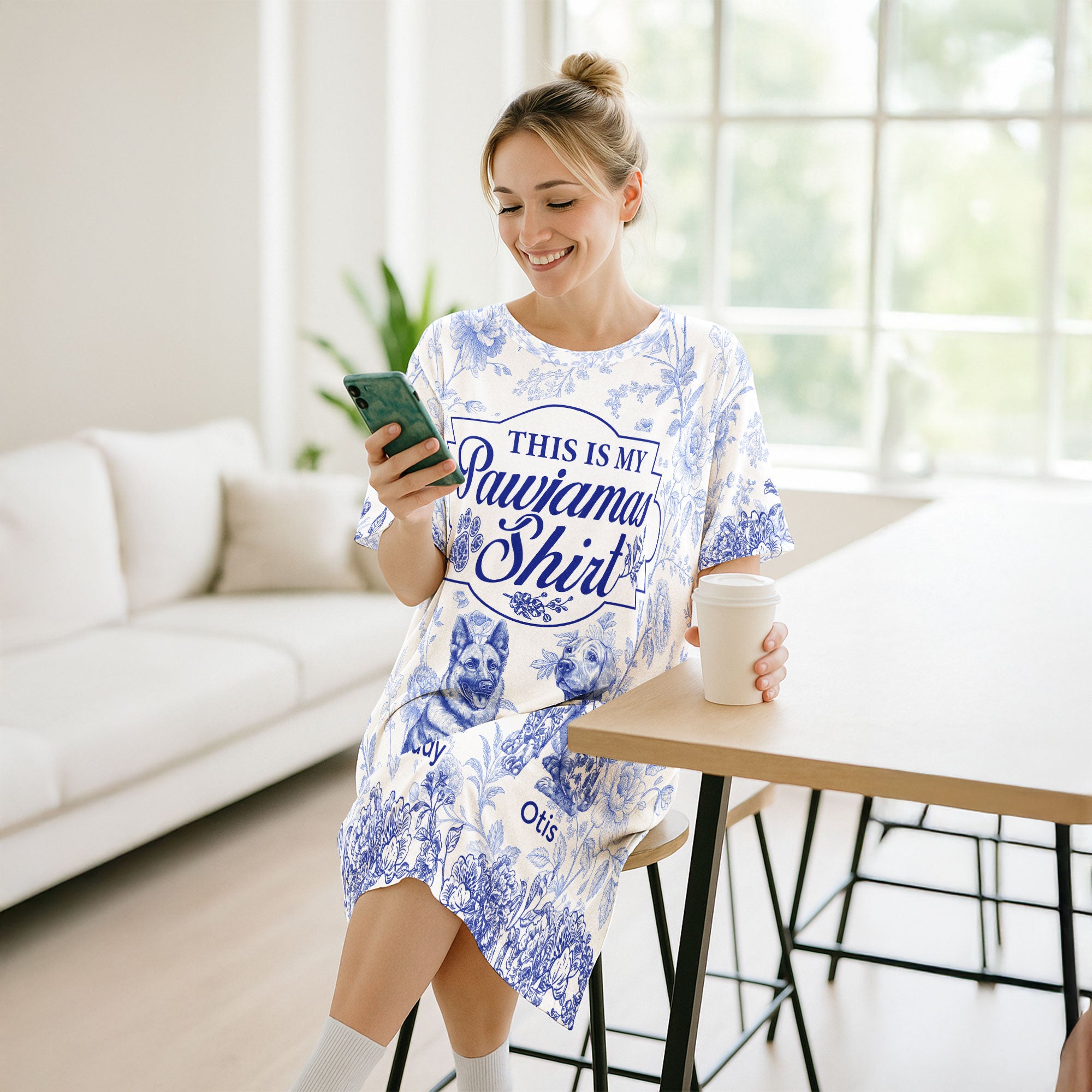 My Pawjamas Shirt Dog Custom Breeds Toile De Jouy Style - Personalized Sleep Tee