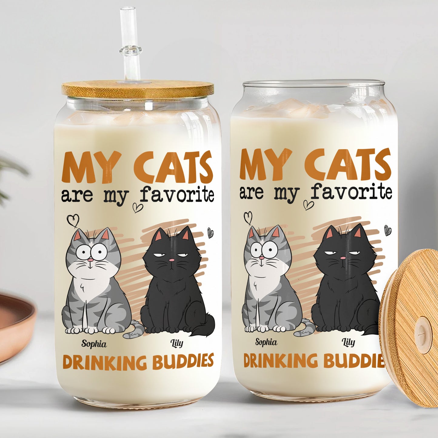 My Pets Are My Favorite Drinking Buddies - Personalized Clear Glass Cup