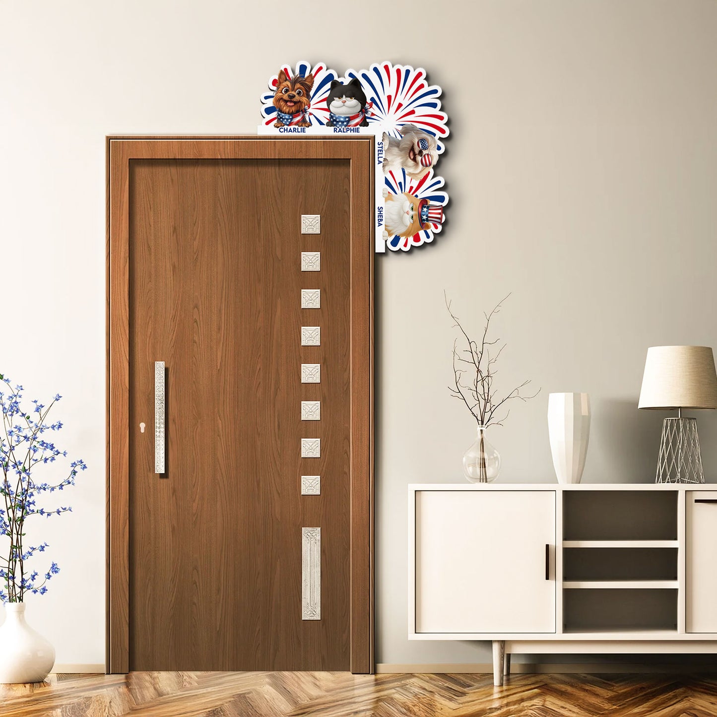 My Pets Are Waiting For America’s 250th - Personalized Door Corner Wood Sign