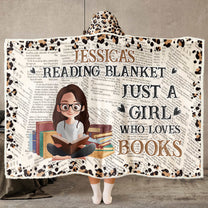 My Reading Blanket Just A Girl Who Loves Books - Personalized Wearable Blanket Hoodie