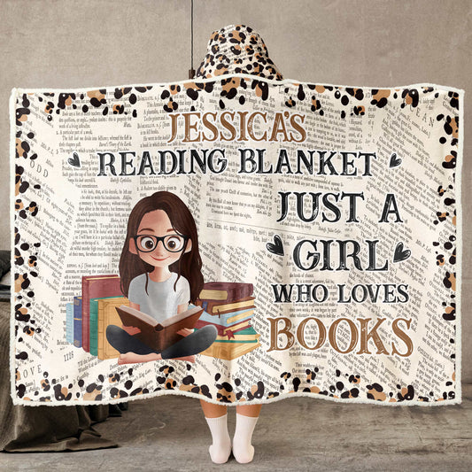 My Reading Blanket Just A Girl Who Loves Books - Personalized Wearable Blanket Hoodie