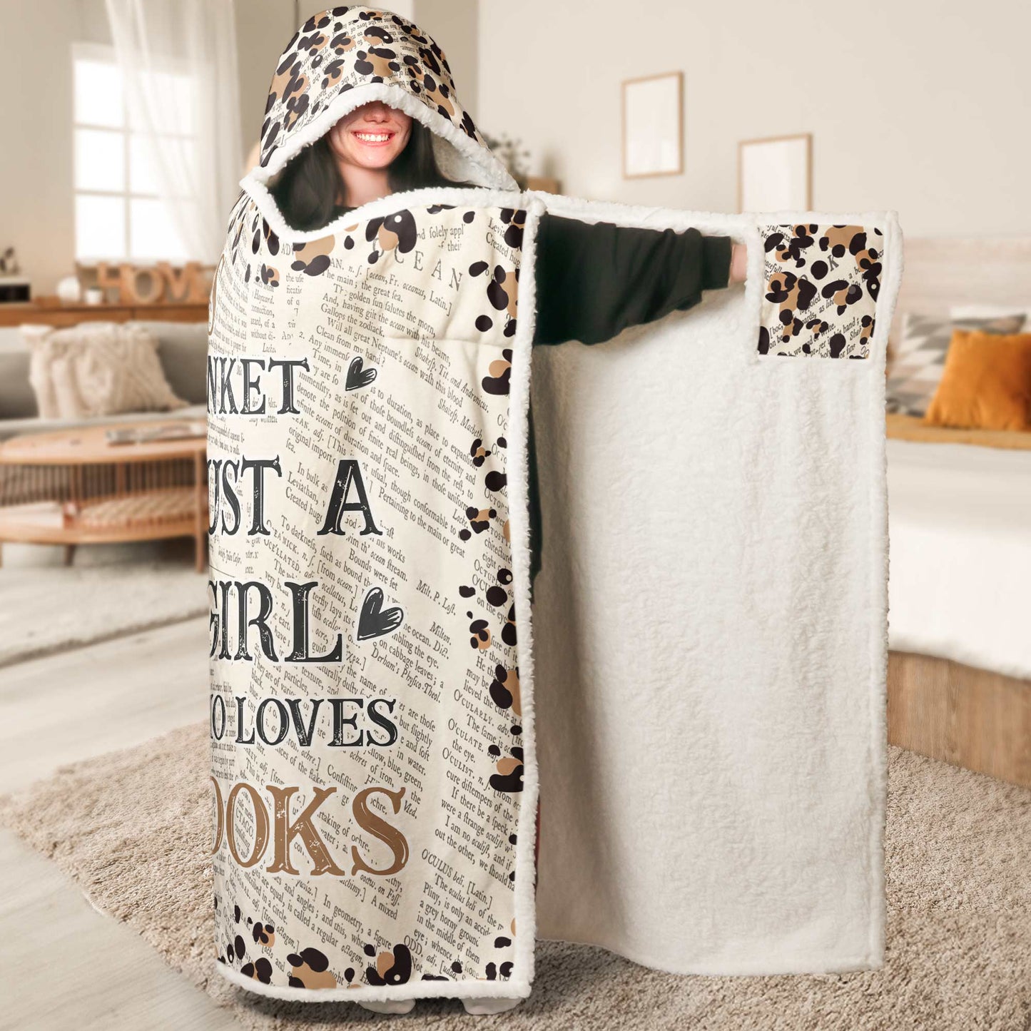 My Reading Blanket Just A Girl Who Loves Books - Personalized Wearable Blanket Hoodie