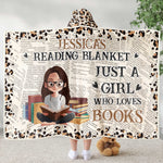 My Reading Blanket Just A Girl Who Loves Books - Personalized Wearable Blanket Hoodie