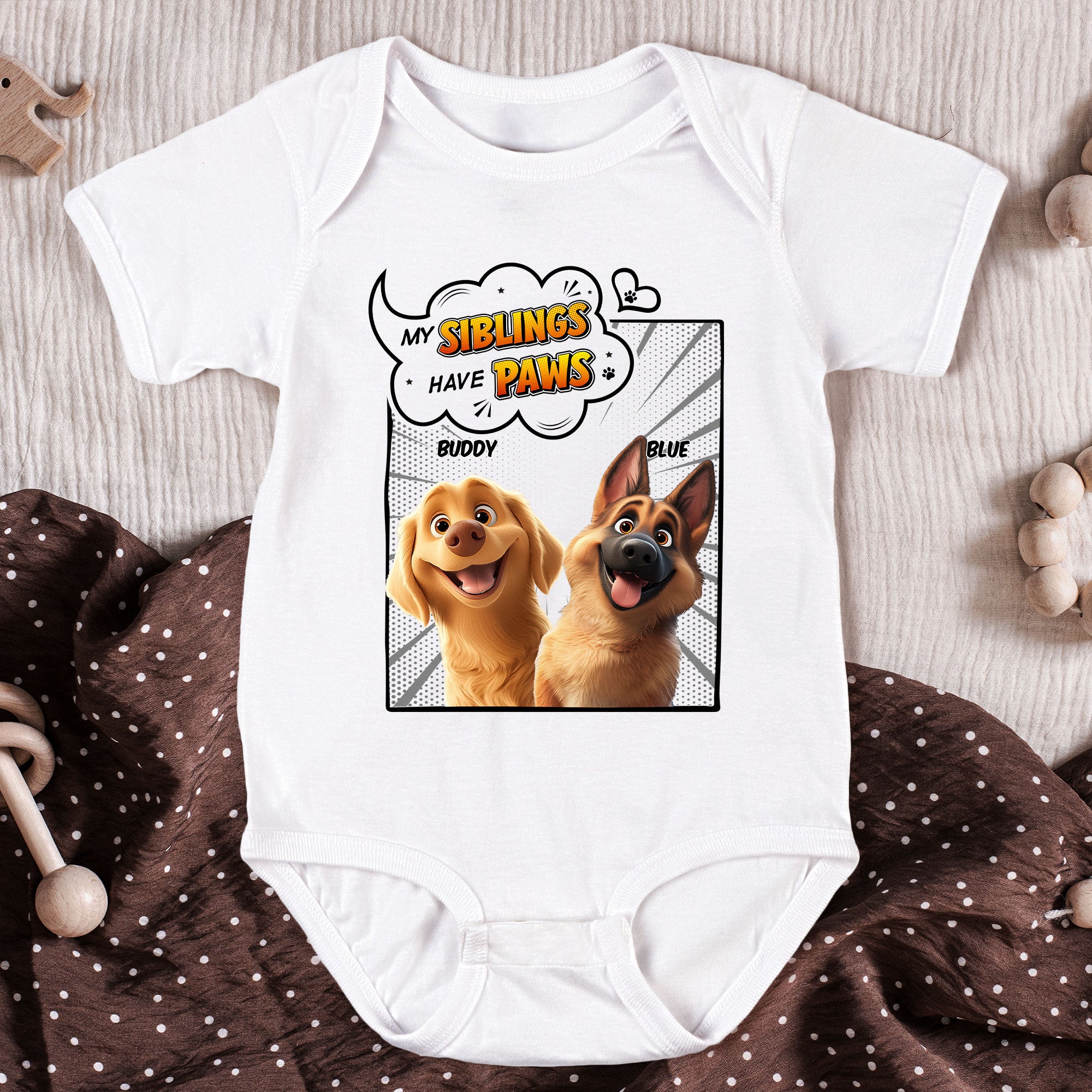 My Sibling Has Paws - Personalized Baby Bodysuit