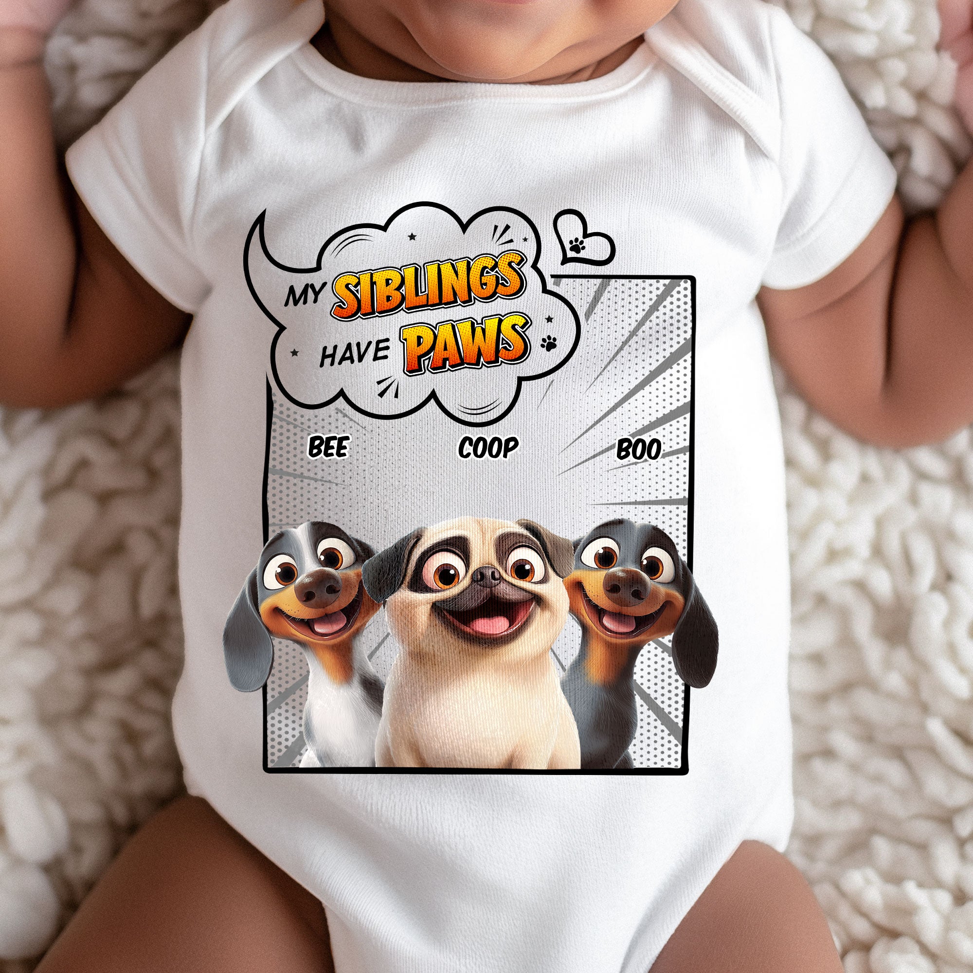 My Sibling Has Paws - Personalized Baby Bodysuit