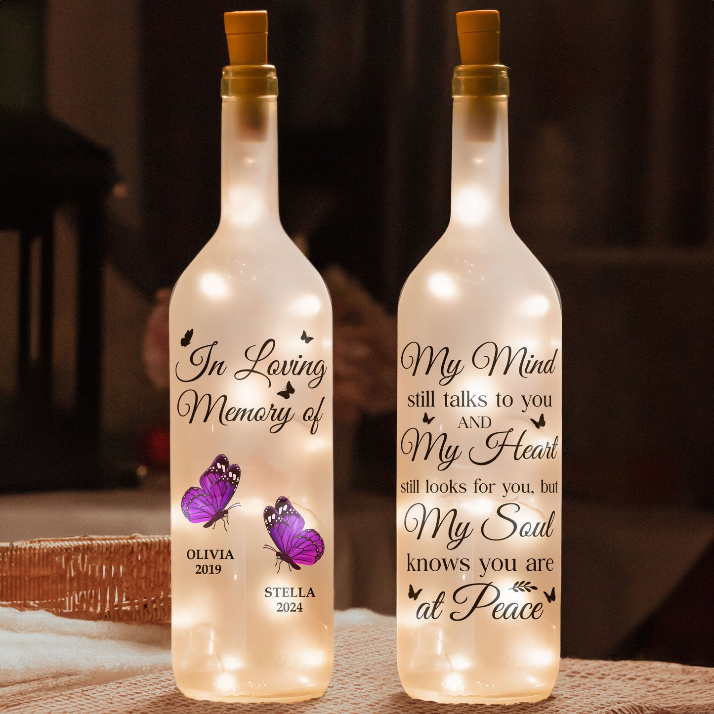 My Soul Knows You Are At Peace - Personalized Bottle Lamp