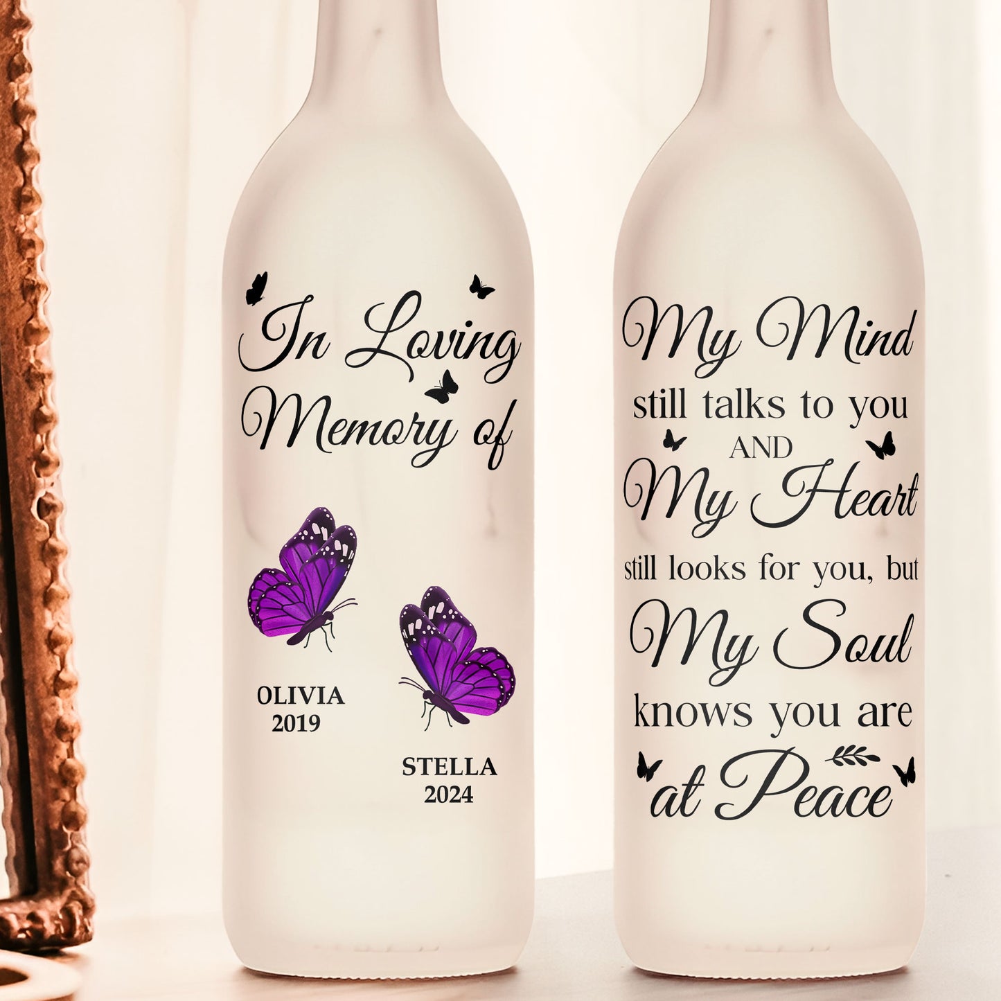 My Soul Knows You Are At Peace - Personalized Bottle Lamp