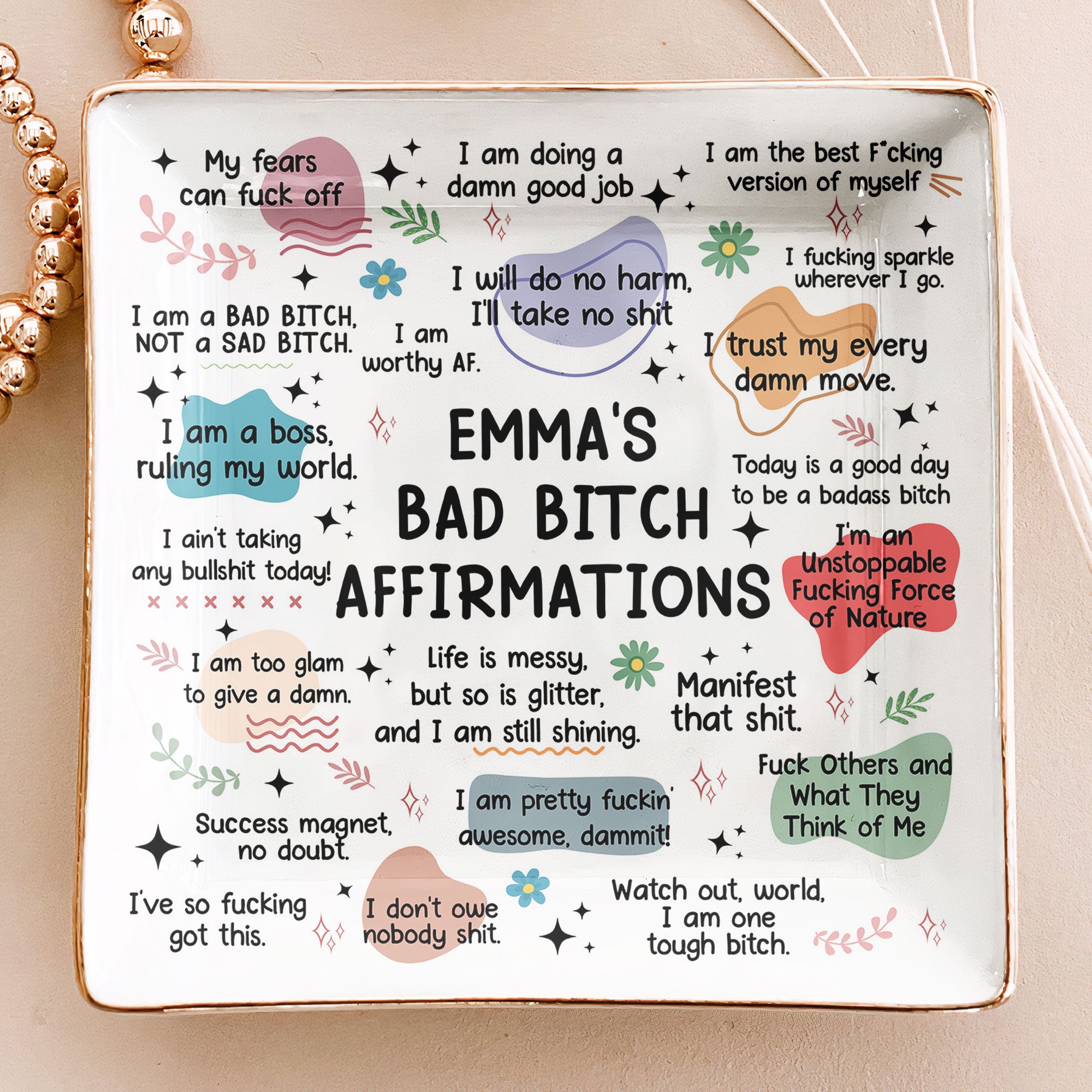 My Swear Affirmations - Gifts For Daughter, Friend, For Me Gift - Personalized Jewelry Dish - Christmas Gift For Friend - Christmas Gift For Daughter