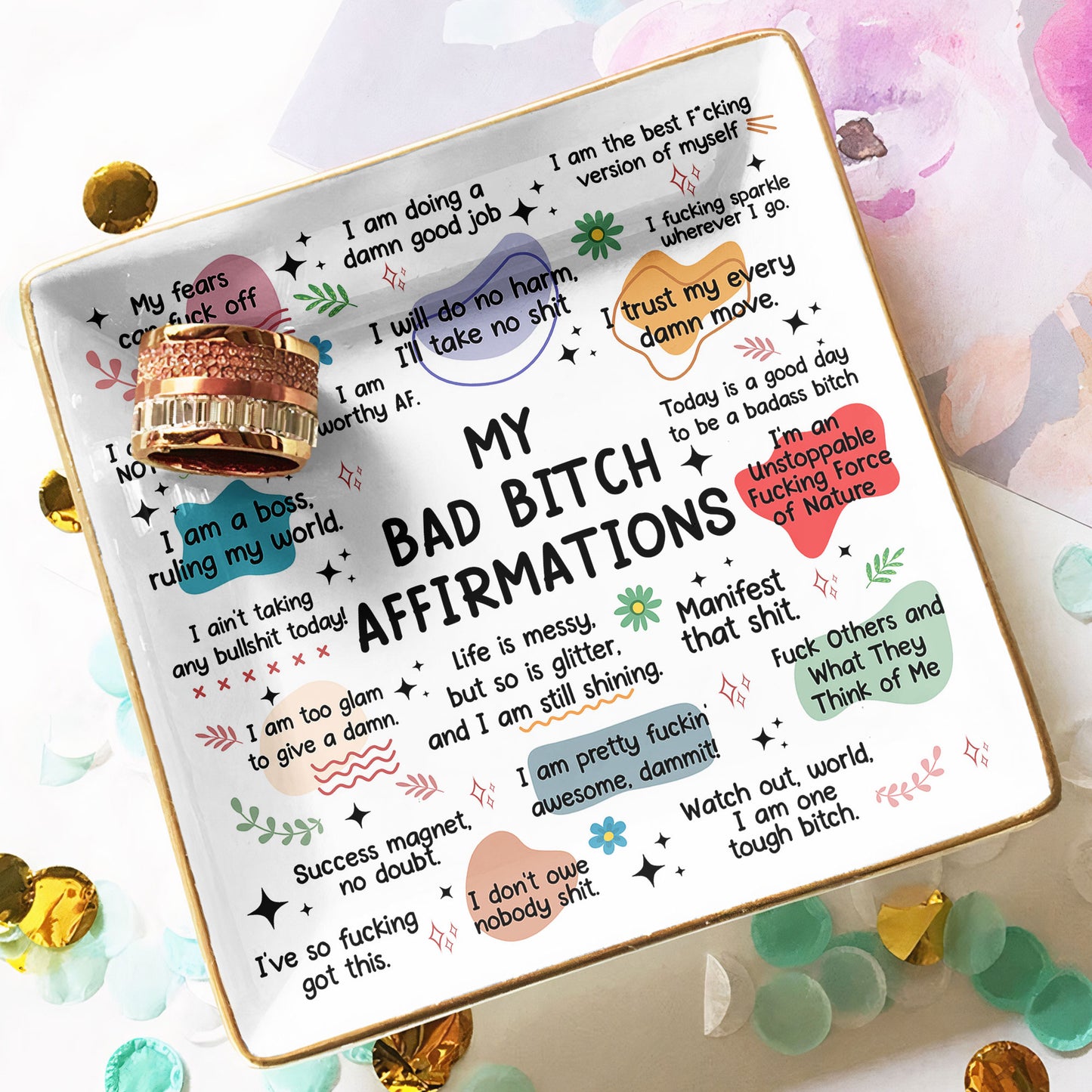 My Swear Affirmations - Gifts For Daughter, Friend, For Me Gift - Jewelry Dish