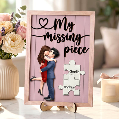 My Missing Piece - Anniversary Gift For Her, Wife, Husband - Personalized Wooden Plaque