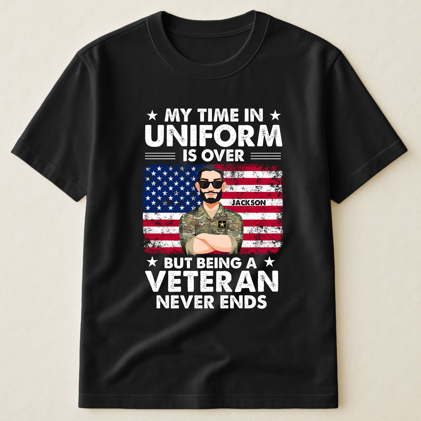 My-Time-In-Uniform-Is-Over-But-Being-A-Veteran-Never-Ends-Personalized-Shirt-1