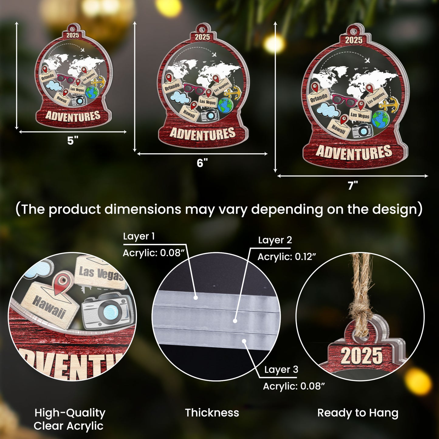 My Travel Adventure - Personalized Shaker Ornament