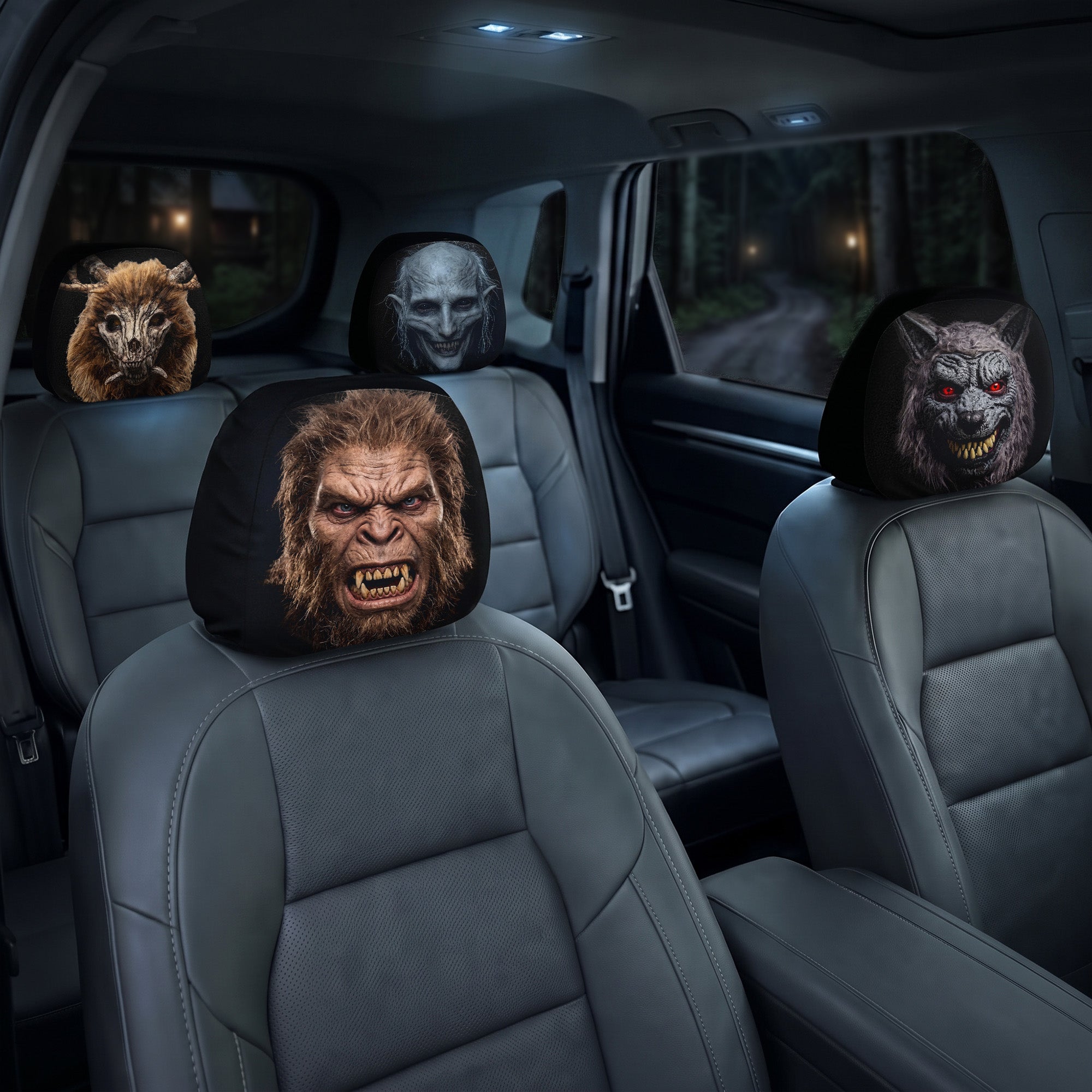 Mystical-Cryptid-Passengers--Personalized-Car-Headrest-Covers-1