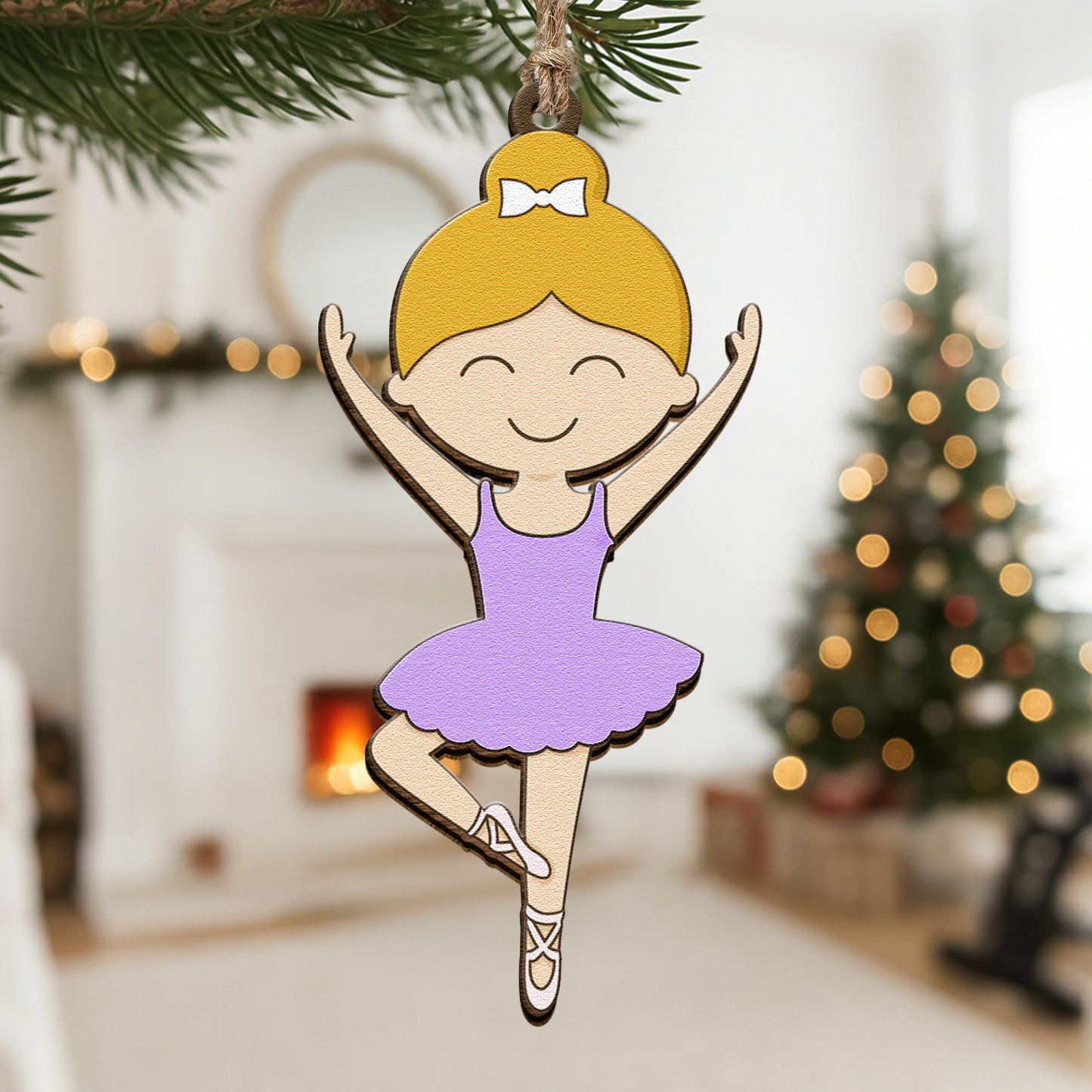 Ballerina Ornament For Girls 2D Flat - Wooden Ornament