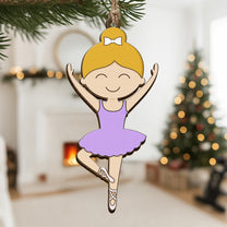 Ballerina Ornament For Girls 2D Flat - Wooden Ornament