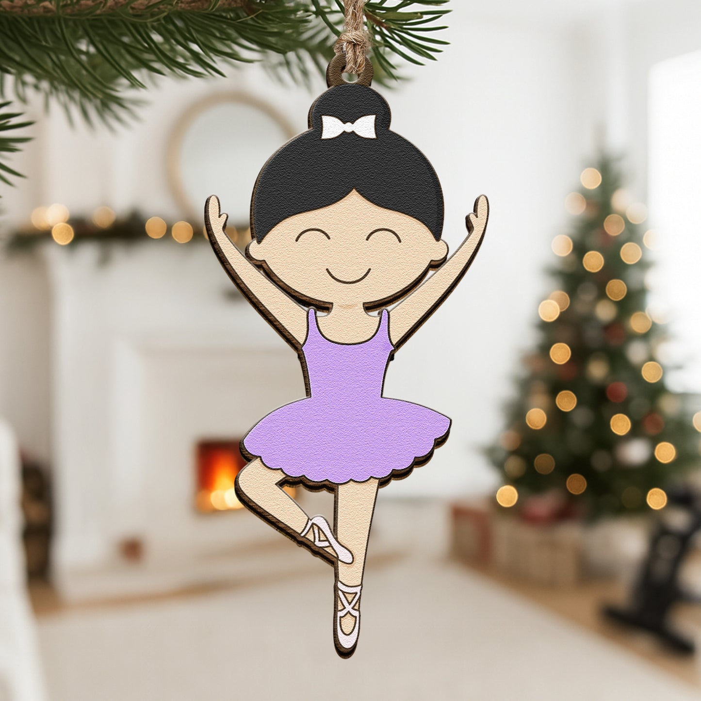 Ballerina Ornament For Girls 2D Flat - Wooden Ornament