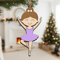 Ballerina Ornament For Girls 2D Flat - Wooden Ornament