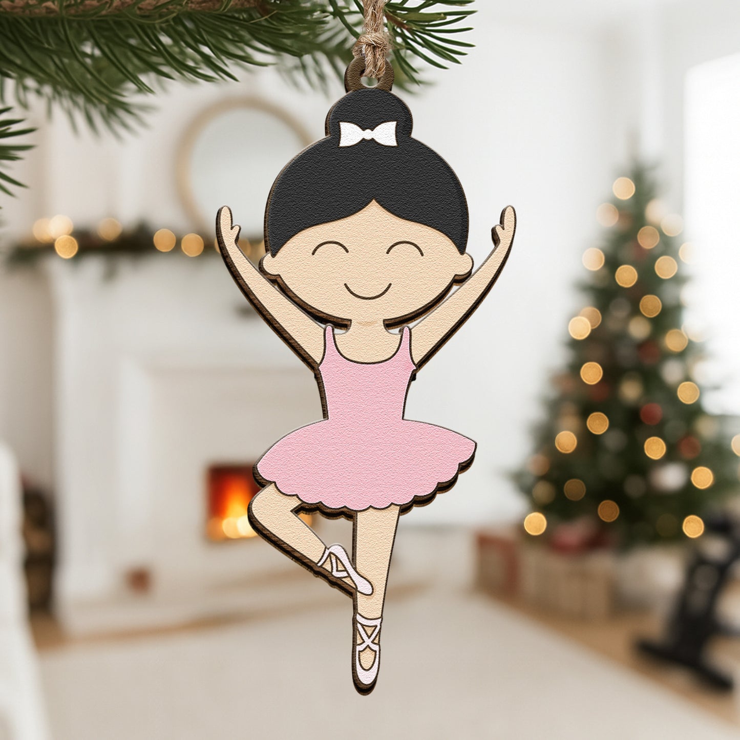 Ballerina Ornament For Girls 2D Flat - Wooden Ornament
