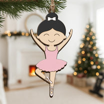 Ballerina Ornament For Girls 2D Flat - Wooden Ornament