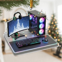2D Flat Gamer PC Gaming Computer RGB Lights Desk Setup - Acrylic Ornament