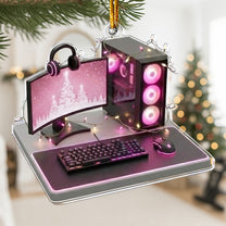 2D Flat Gamer PC Gaming Computer RGB Lights Desk Setup - Acrylic Ornament