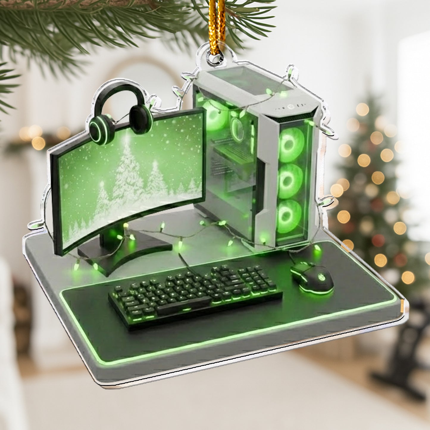 2D Flat Gamer PC Gaming Computer RGB Lights Desk Setup - Acrylic Ornament
