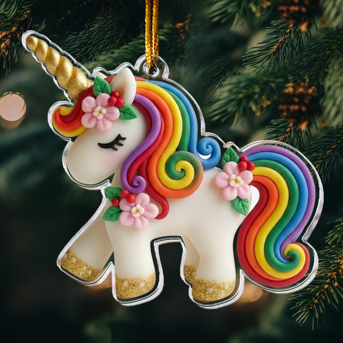 Unicorn Ornament For Girls 2D Flat - Acrylic Ornament