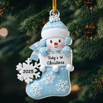 Baby's First Christmas Cute Baby Peeking 2D Flat - Acrylic Ornament