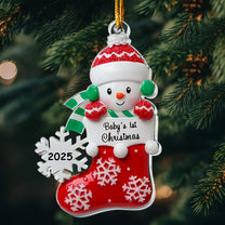 Baby's First Christmas Cute Baby Peeking 2D Flat - Acrylic Ornament