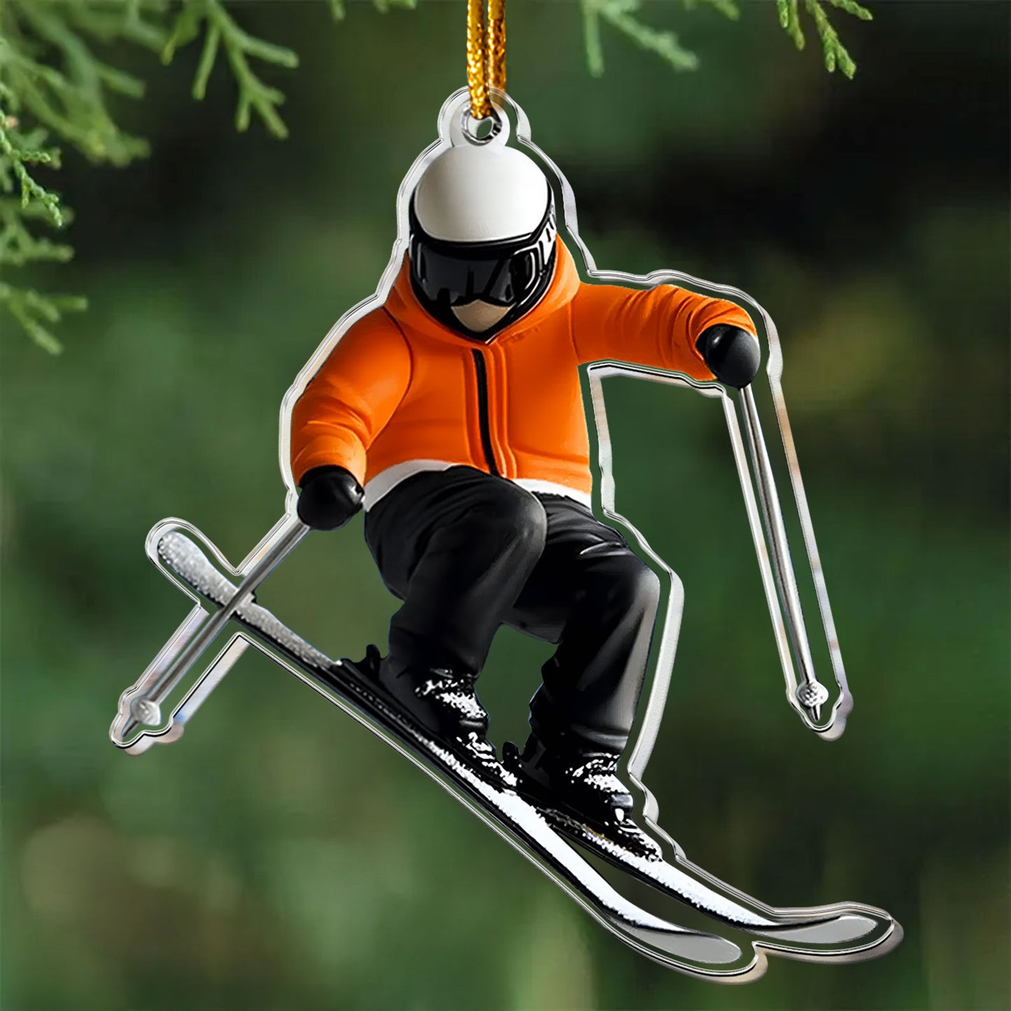 Gift For Skiing Lovers Gift For Skier 2D Flat- Acrylic Ornament